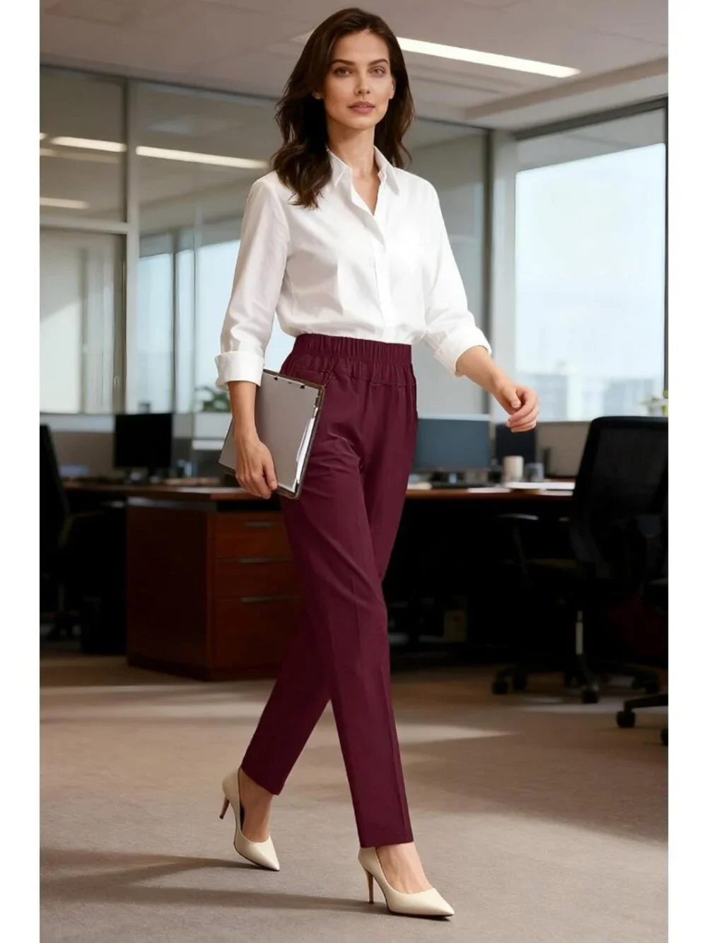 Comfy Summer Stretch Pull-On Pants for Women - Elastic Waist, Casual Chic Style
